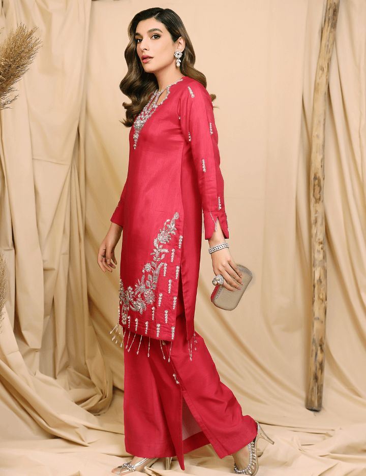 Korean raw silk trouser shirt