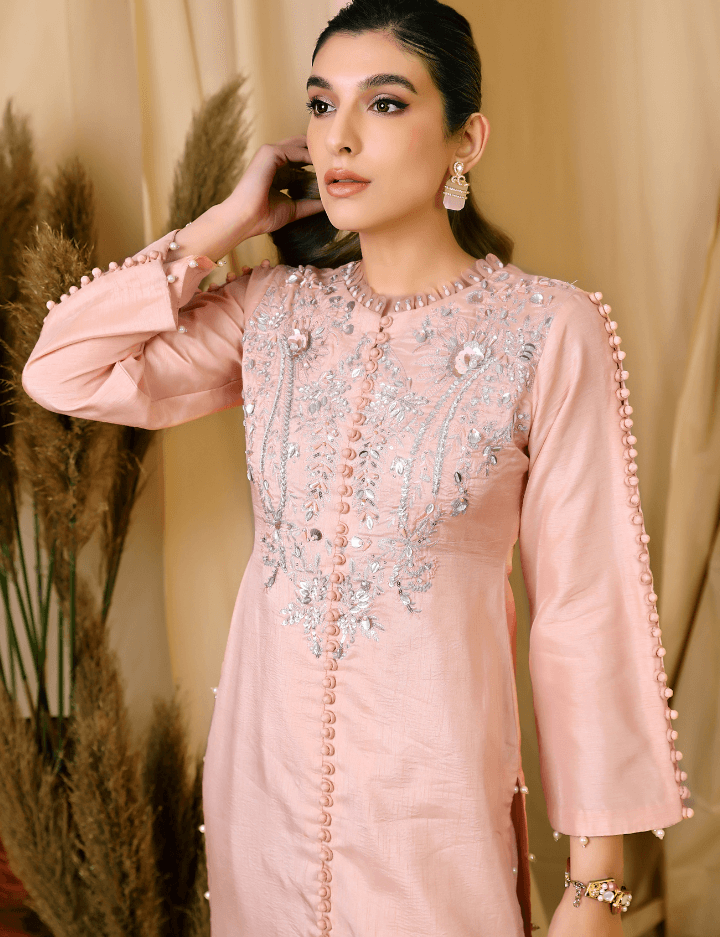 pakistani gown dress tea pink