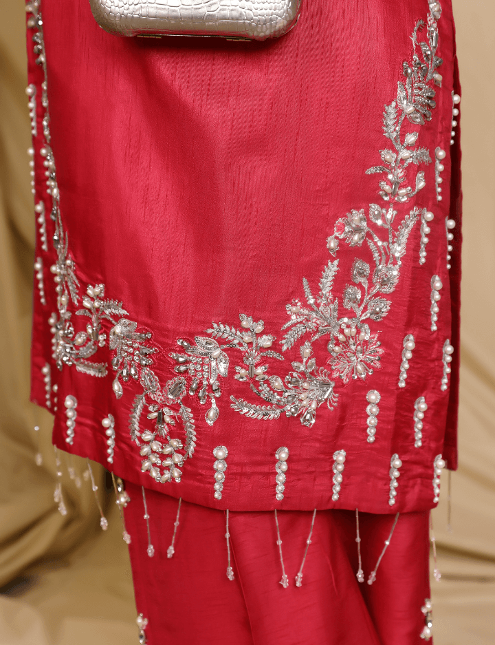 Korean raw silk embroidered shirt